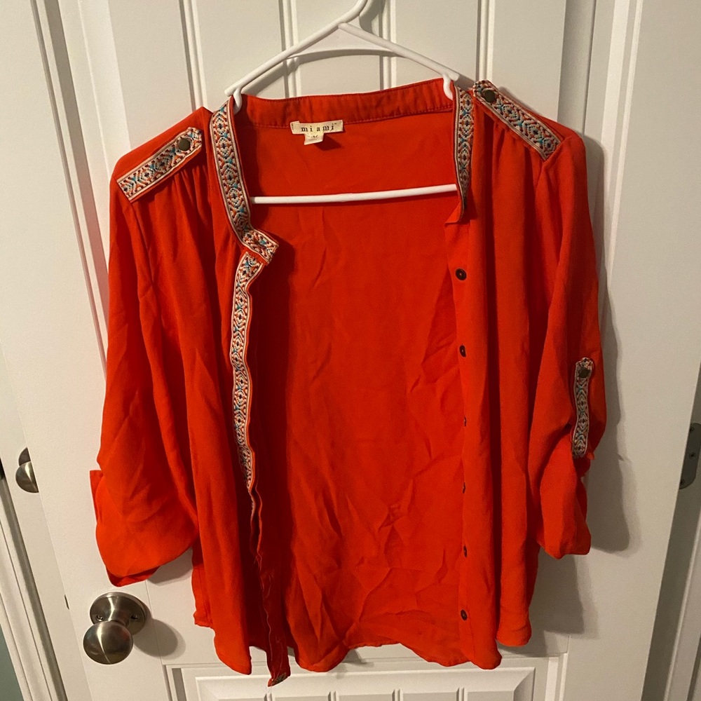 orange button up - Picture 5 of 5